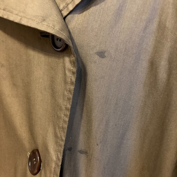 Vintage Burberry Green Silk Trench Coat Sz 6 / M/L - Picture 15 of 16